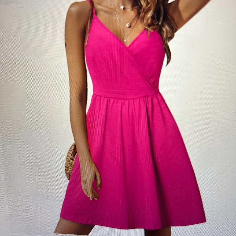 Sexy Styleword Pink Spaghetti Strap Mini Dress (Size large), SKU 136